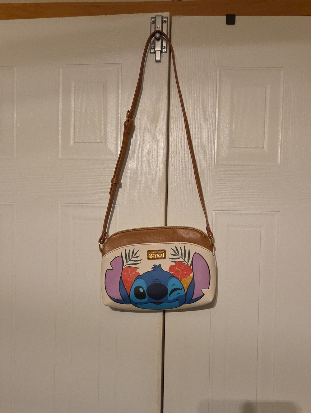Stitch Crossbody Shoulder Bag - Cream/Tan